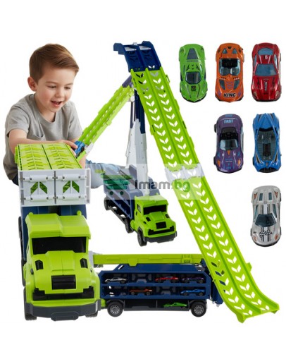 Пързалка камион автомобилна писта гараж за колички играчки колички